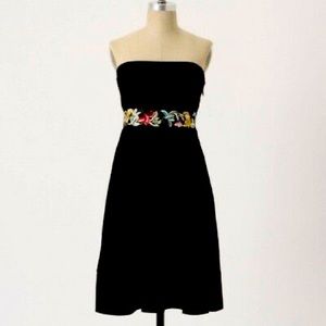 Anthropologie Floreat strapless black velvet dress